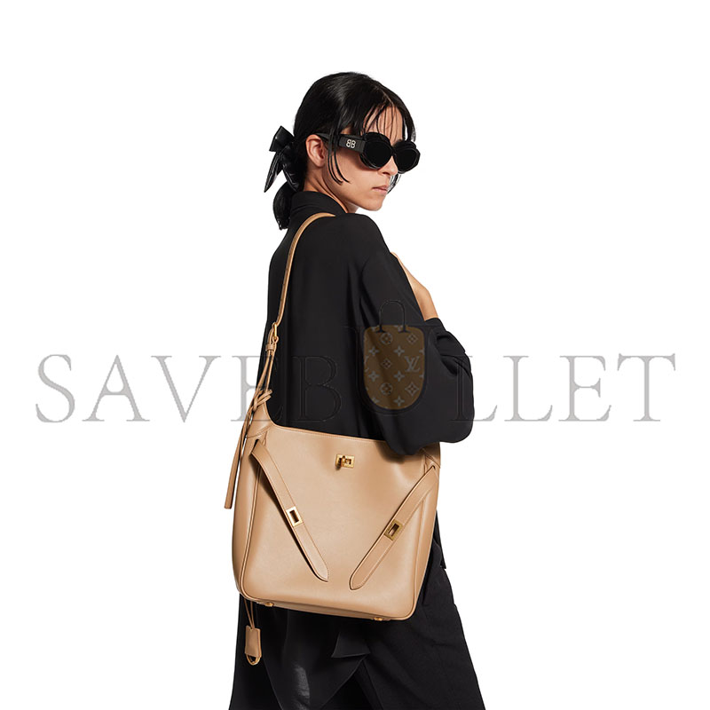 BALENCIAGA WOMEN'S BEL AIR SMALL HOBO BAG IN LATTE 8110182ABAV2621 (27*26*10cm) BALENCIAGA WOMEN'S BEL AIR SMALL HOBO BAG IN LATTE 8110182ABAV2621 (27*26*10cm)